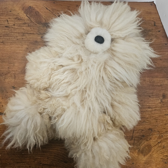 Alpaca Fur Light Tan/ Cream Teddy Bear Alpaca Wool Fleece Hair Plush Bear - Picture 4 of 11